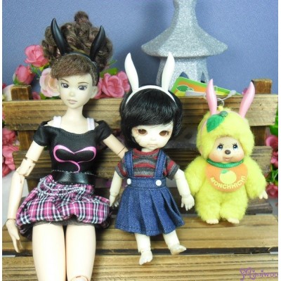 1/6 Bjd Doll Miniature Mini Bunny Ear Black TPS126BBLK